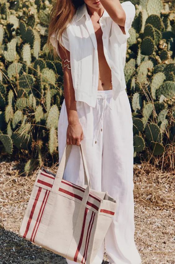 LINEN BLEND STRAIGHT TROUSERS | Zara UK