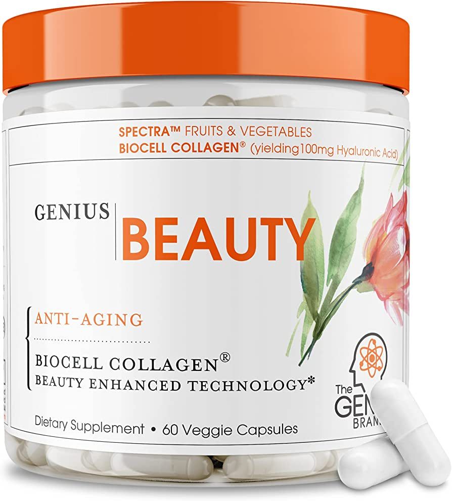 Genius Beauty, Hair Skin & Nails Vitamins, 60 Capsules - Anti-Aging Antioxidant Supplement, Hydro... | Amazon (US)
