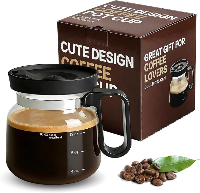 Mini Coffee Pot Mug with Lid,16Oz Glass Coffee Pot Coffee Mugs,Spill-Proof & Heatproof Coffee Pot... | Amazon (US)