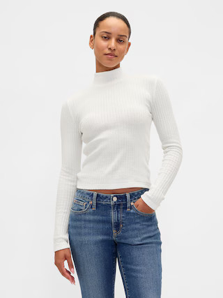 Pointelle Rib Crop Turtleneck | Gap (US)