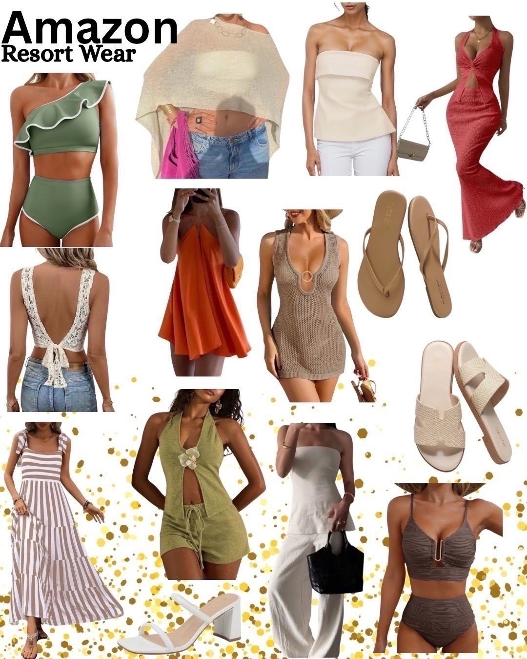 Beach resort outfit. Beach vacation style. Sandals. Beach coverup. Rattan. Straw. Beach party. Tropical vacation. Swimwear. Amazon fashion

#LTKTravel #LTKSwim #LTKSeasonal