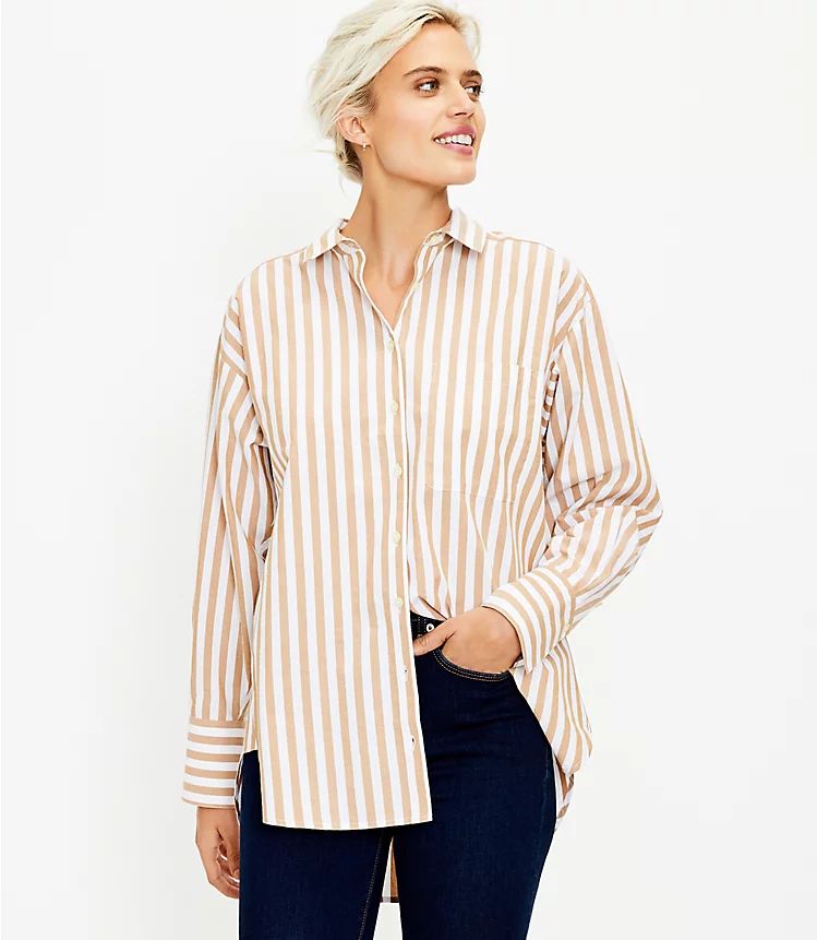 Striped Pocket Tunic Shirt | LOFT