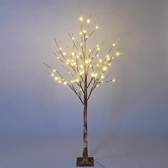 LIGHTSHARE 6FT 72 LED Natural Birch Tree, 6 ft, Wild Brown, 6 ft | Amazon (US)