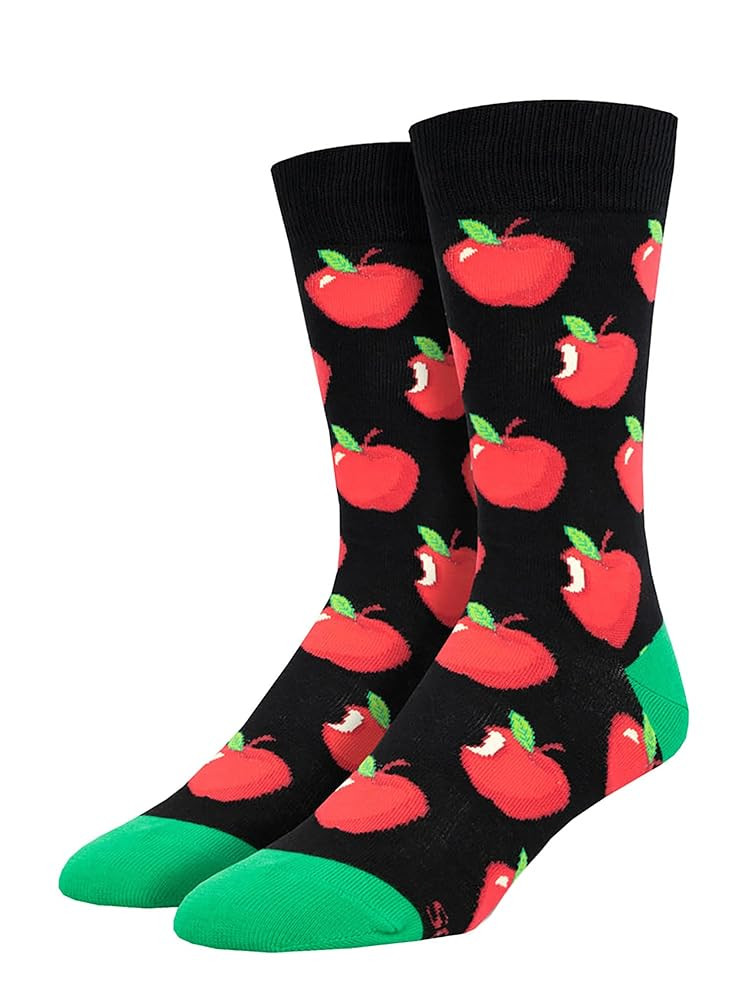 Socksmith Men's Men's Apple Of My Eye Crew Socks, black | Amazon (US)