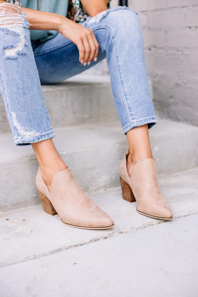 Be There Taupe Brown Side Cut Suede Booties | The Mint Julep Boutique