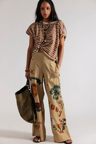 We The Free Breezy Printed Denim Pull-On Jeans | Free People (Global - UK&FR Excluded)