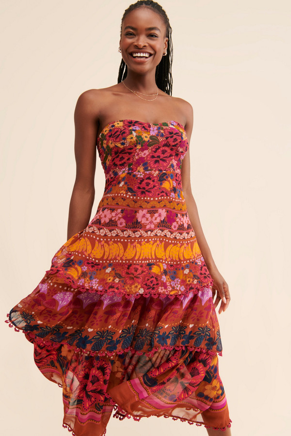 Tiered Strapless Midi Dress | Nuuly