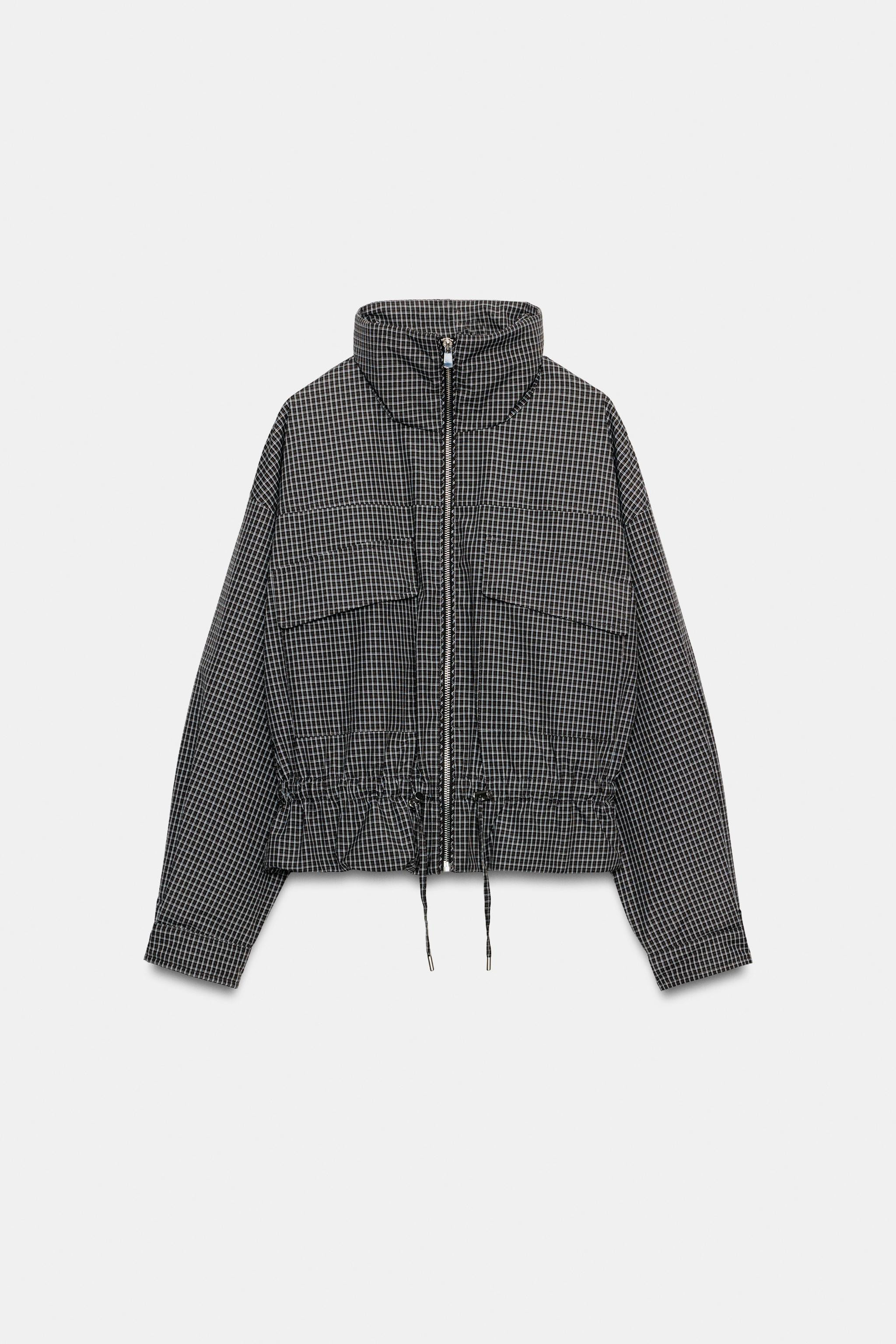 HIGH COLLAR CHECKED PUFFER JACKET | Zara UK