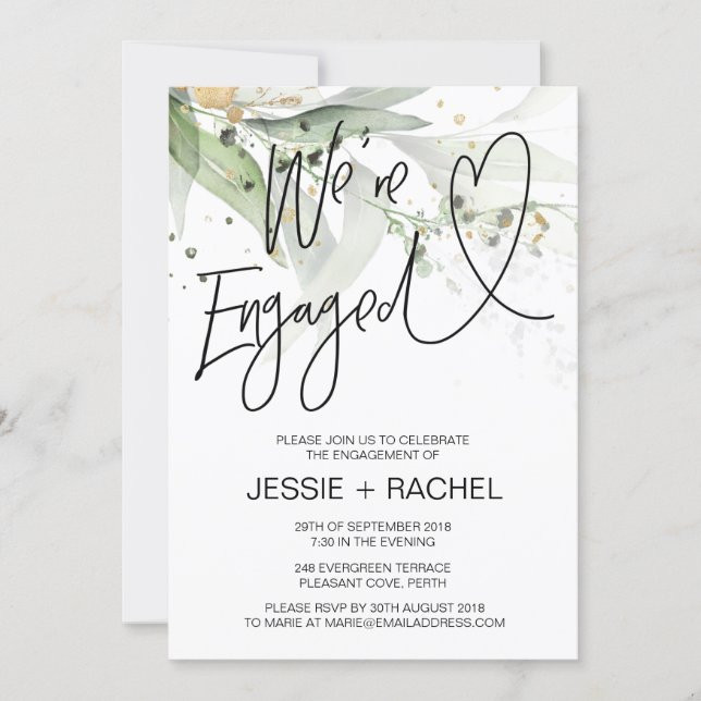 Elegant Eucalyptus We're Engaged Engagement Party Invitation | Zazzle | Zazzle
