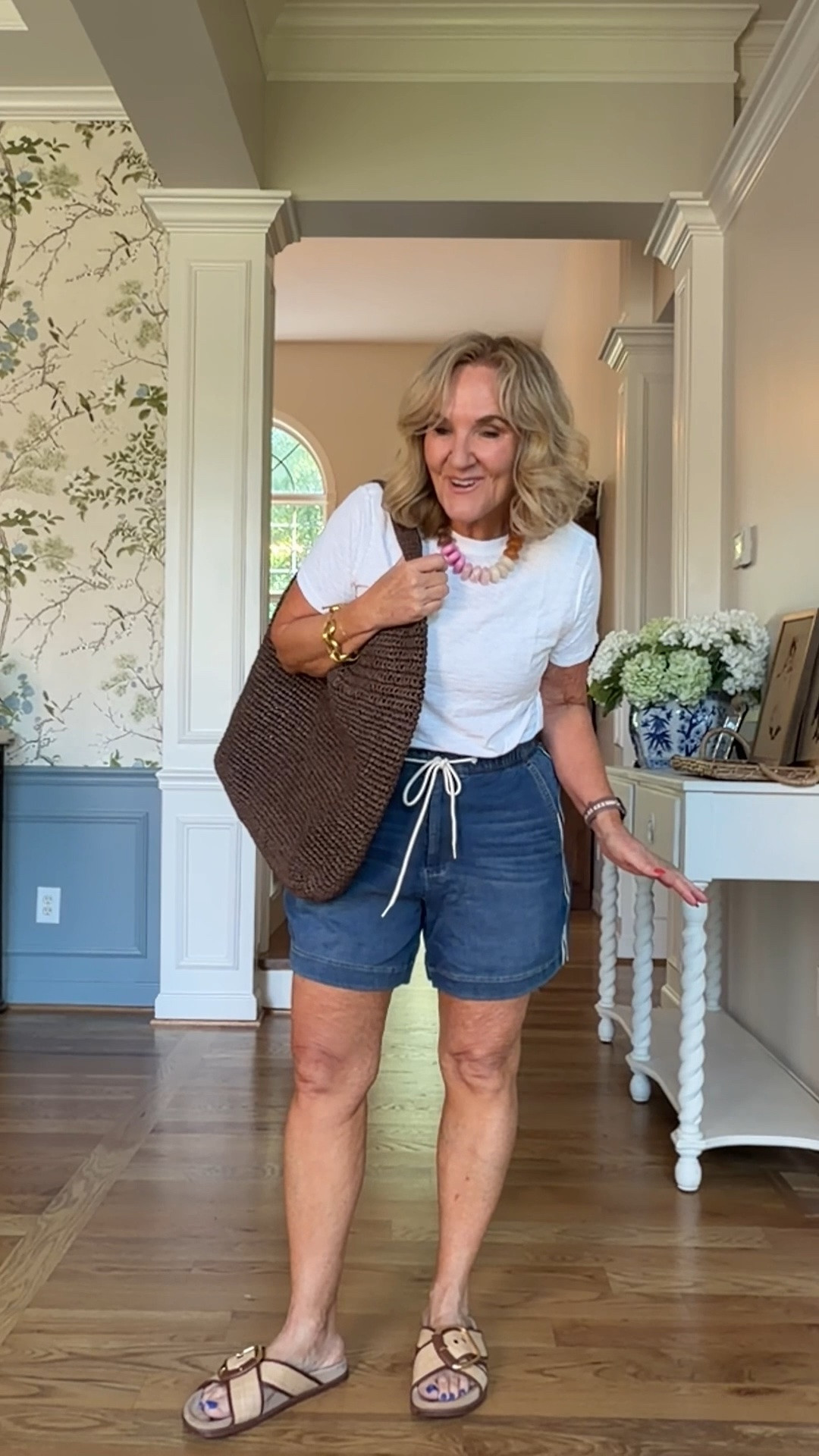 Anthro 20% off code NANETTE20 on orders $100+ good through 5/10 Shorts are a sweatpant French terry denim! Super comfy! Wearing a medium in the shorts and the tshirt. 

Get a necklace! I love the hombre effect. 

Denim
Shorts  sweatpant jeans

#LTKOver40 #LTKPetite #LTKSaleAlert