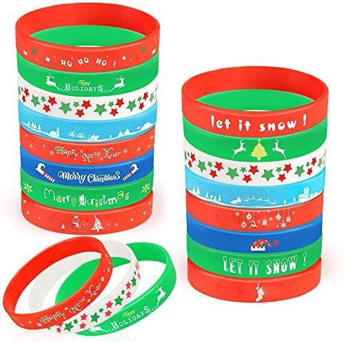 Coogam 40PCS Christmas Silicone Bracelets, Xmas Rubber Wristbands Accessories Gift for Kids Adult... | Amazon (US)