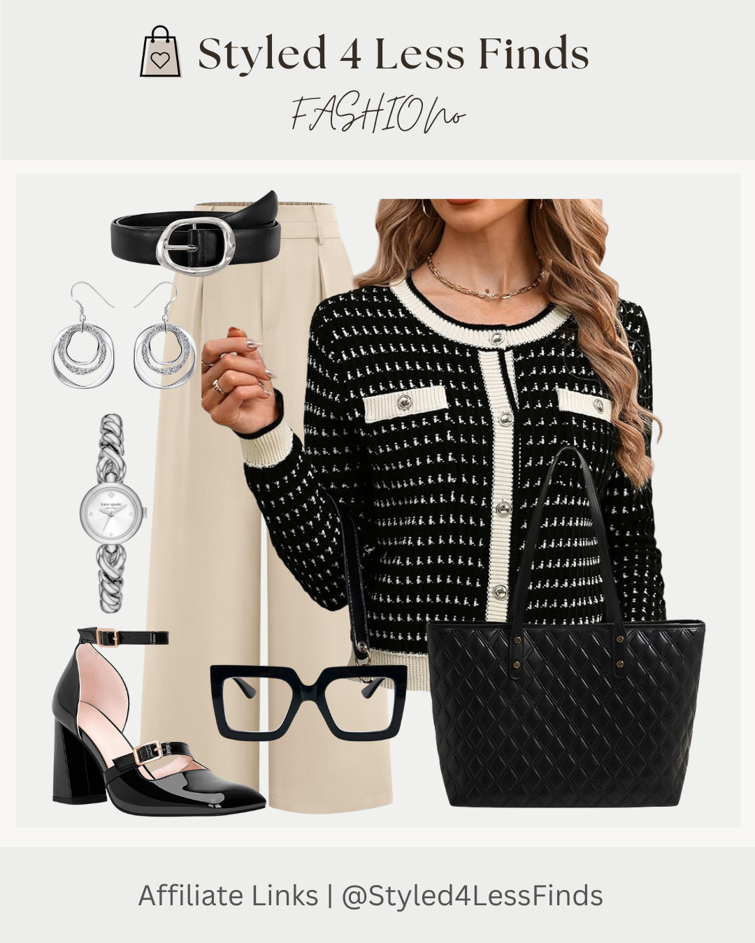 A classic look that never goes out of style 🤍 Timeless black + cream with polished details that elevate any day.
Style Tip: Pair structured pieces like this knit cardigan with tailored trousers for an effortless, sophisticated vibe. 

 #LTKcanada #LTKworkwear #LTKstyletip