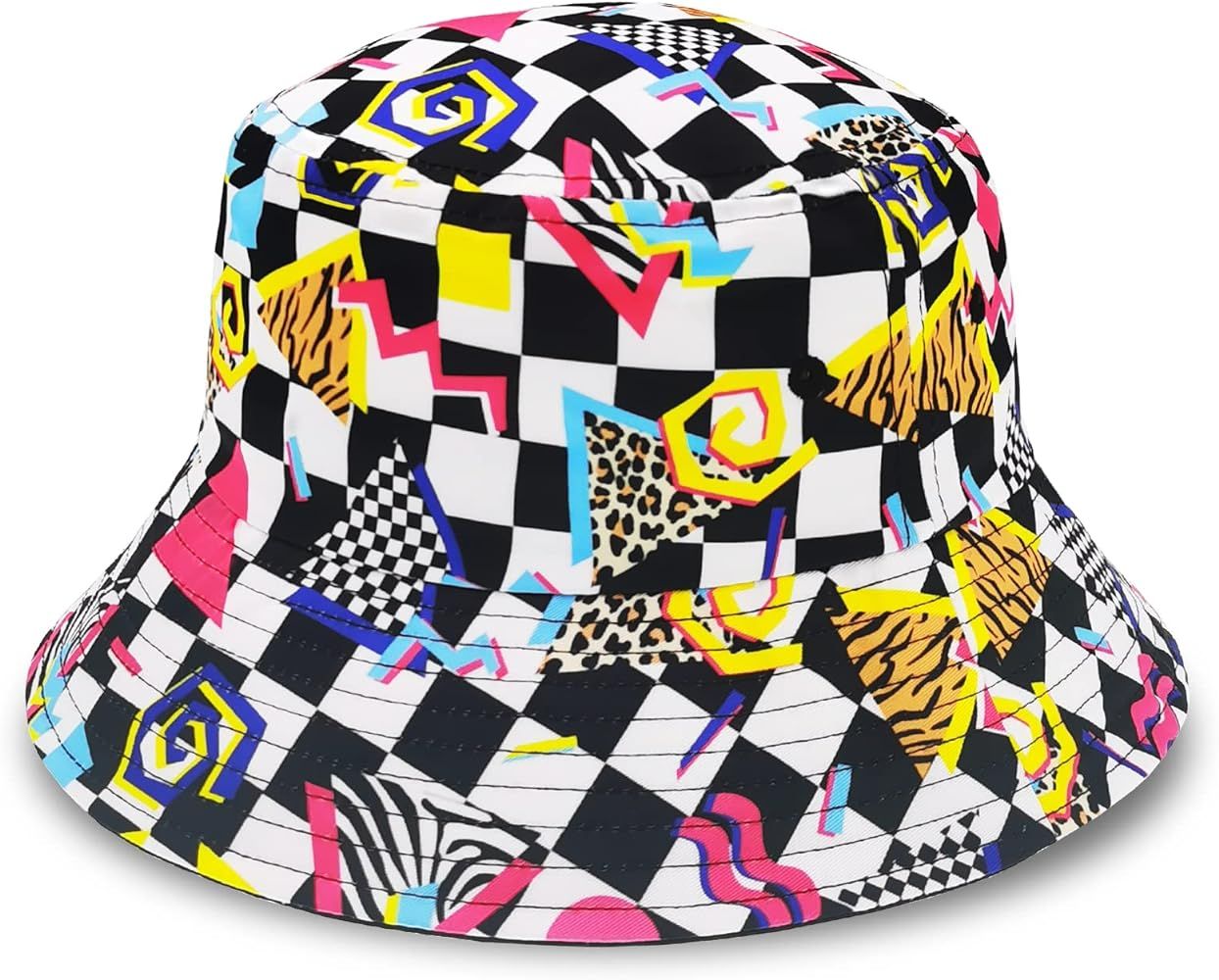 Retro 80s 90s Bucket Hats for Women Men, Mens Womens Fisherman Cool Sun Hat Gift | Amazon (US)