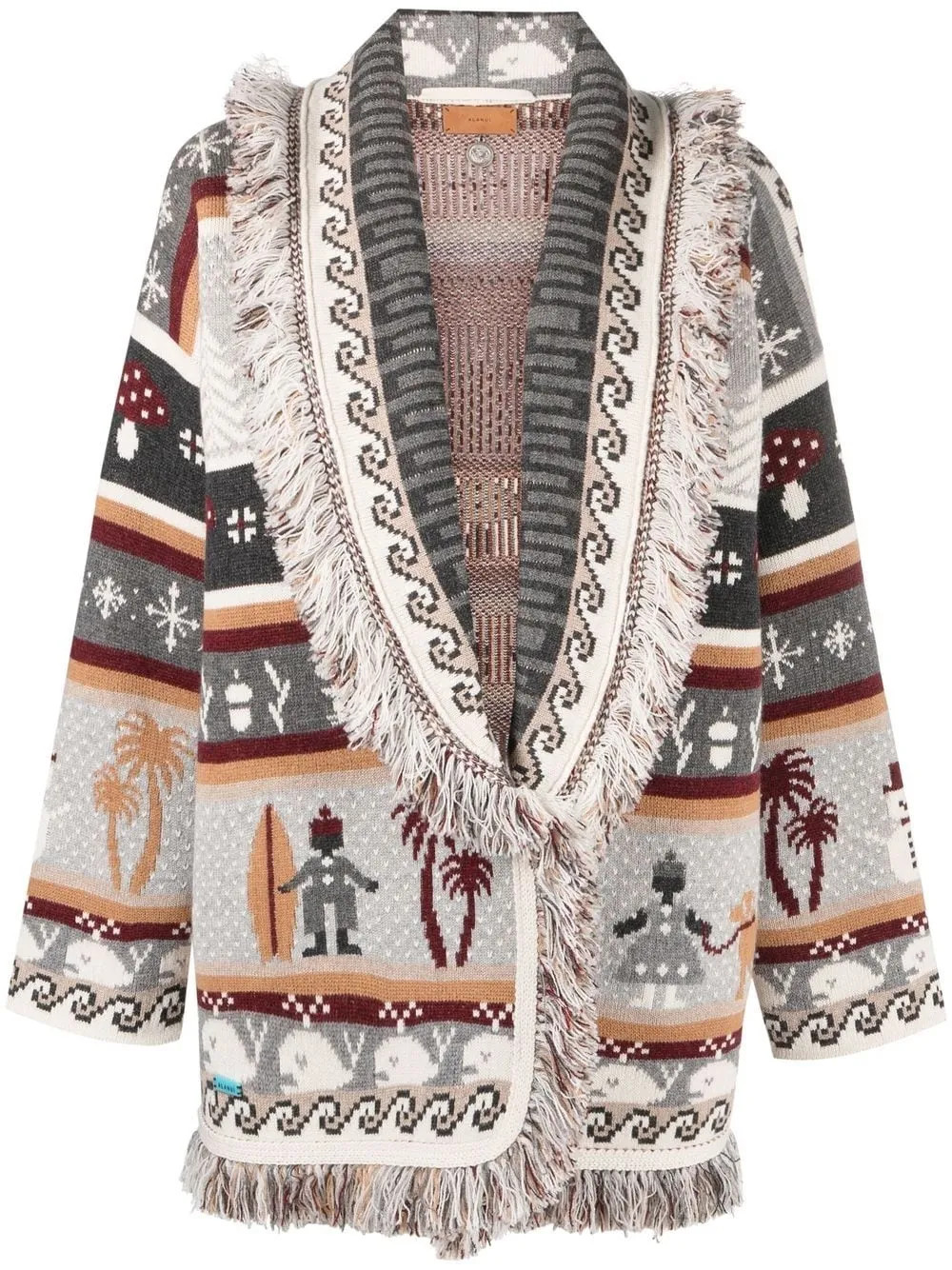 Alanui intarsia-knit shawl-lapel Cardigan - Farfetch | Farfetch Global