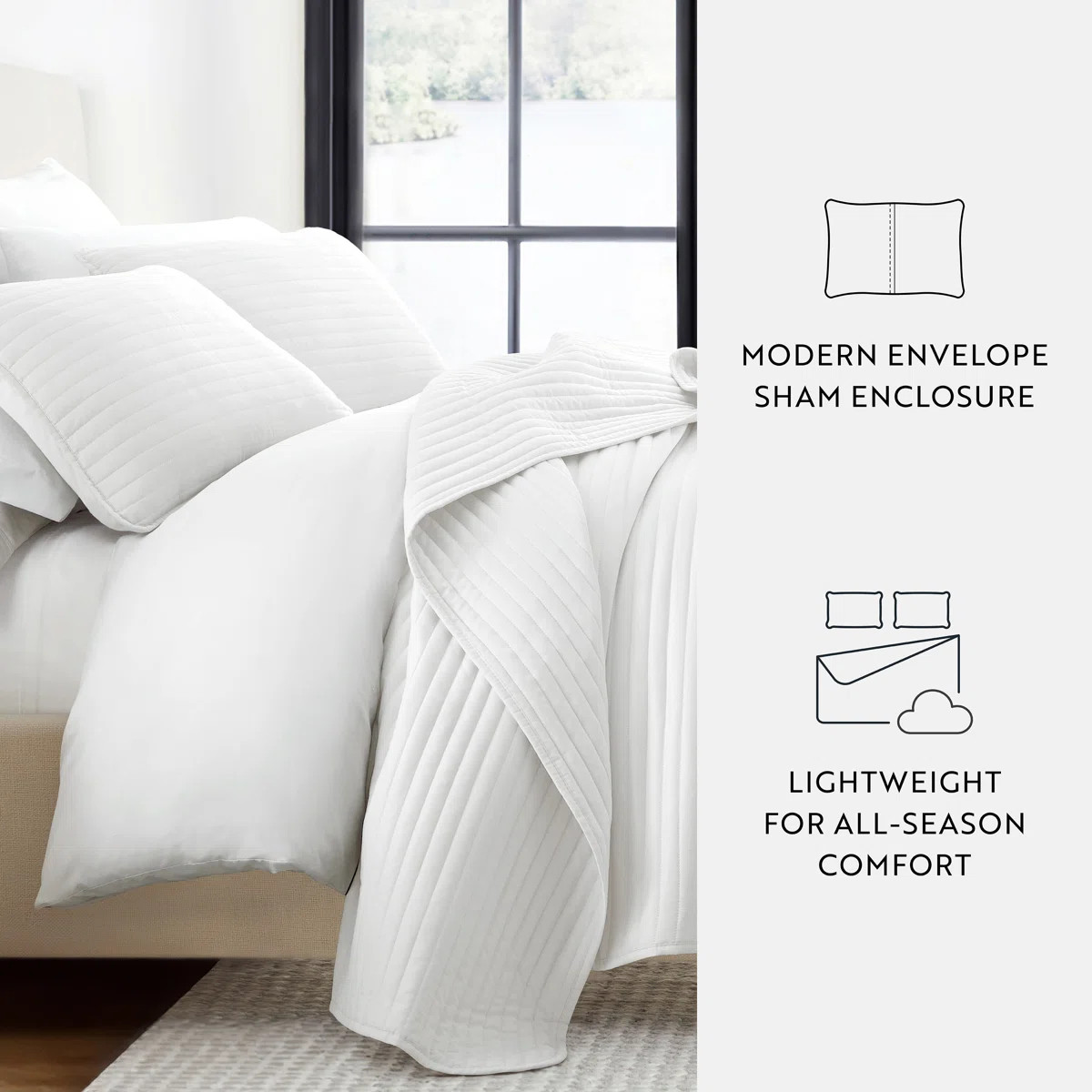 Becky Cameron Lightweight All Season Stripe Stitch Quilt Set with Shams | Wayfair North America