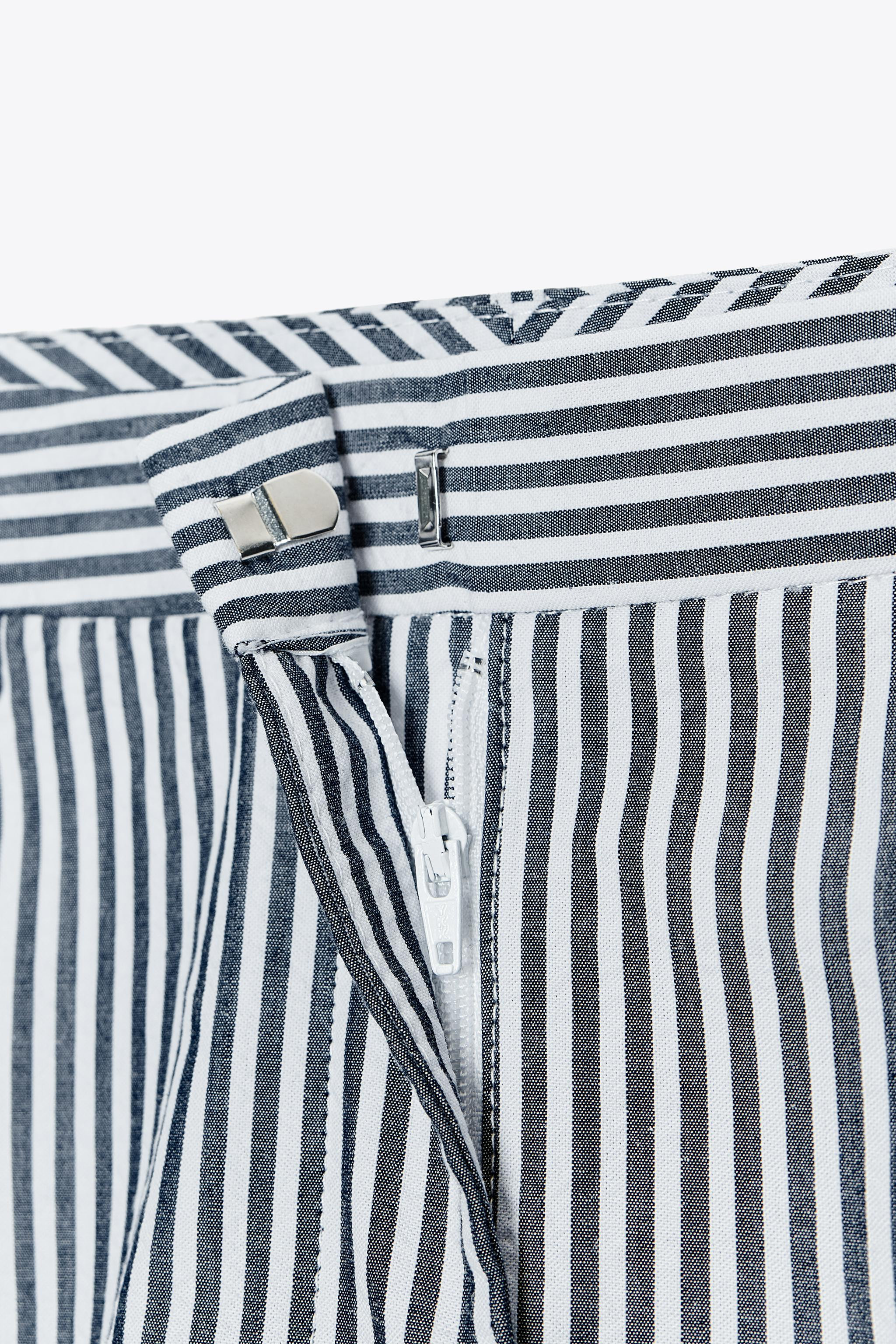 STRIPED BELTED CULOTTES | Zara US