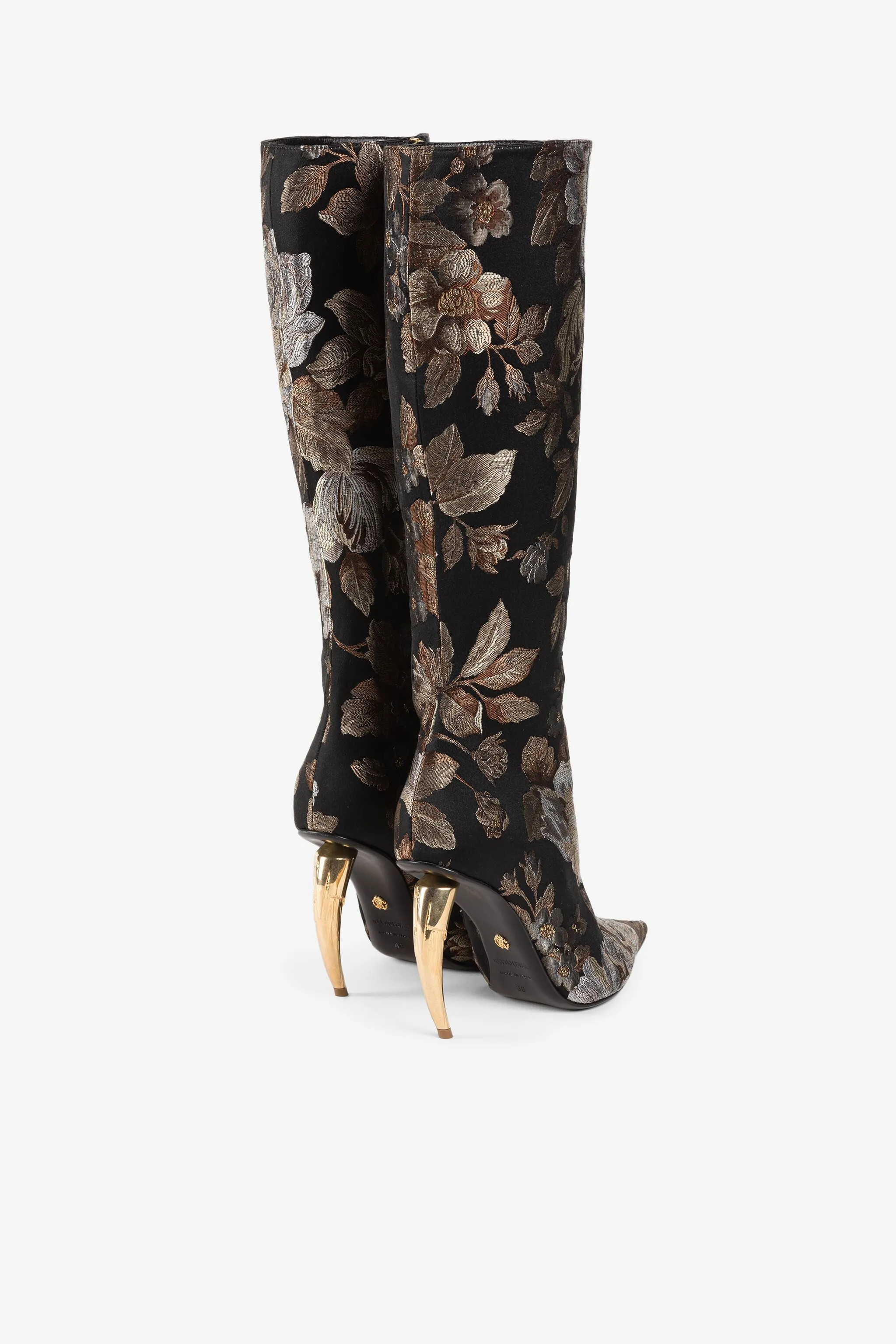 Floral-Brocade Tiger Tooth Knee-High Boots | Roberto Cavalli (UK)