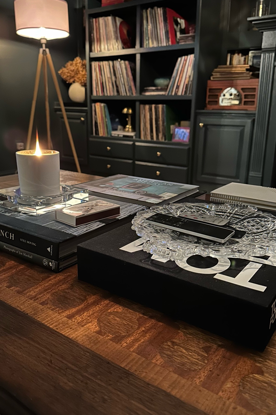 I love adding levels of different pieces when doing any kind of #coffeetablestyling. Stacking different coffee table books, adding crystal diffuser dishes for candles or vintage plates for gathering remotes are a few of my favorite tricks. 

#LTKHome #LTKFindsUnder50