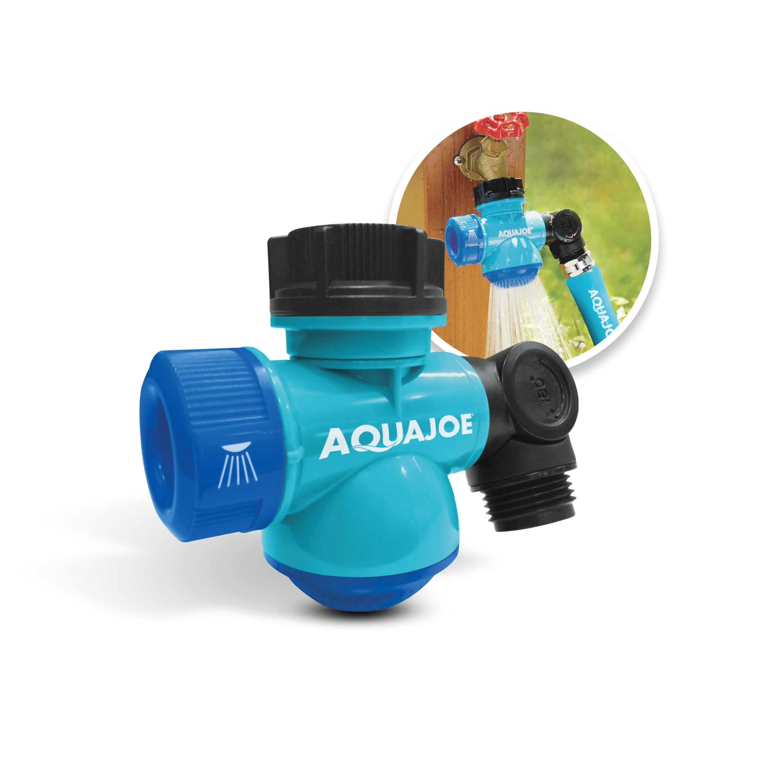Aqua Joe SJI-MFGA1 Multi-Function Outdoor Water-Tap Connector, 180-Degree Pivoting Hose Connector... | Amazon (US)