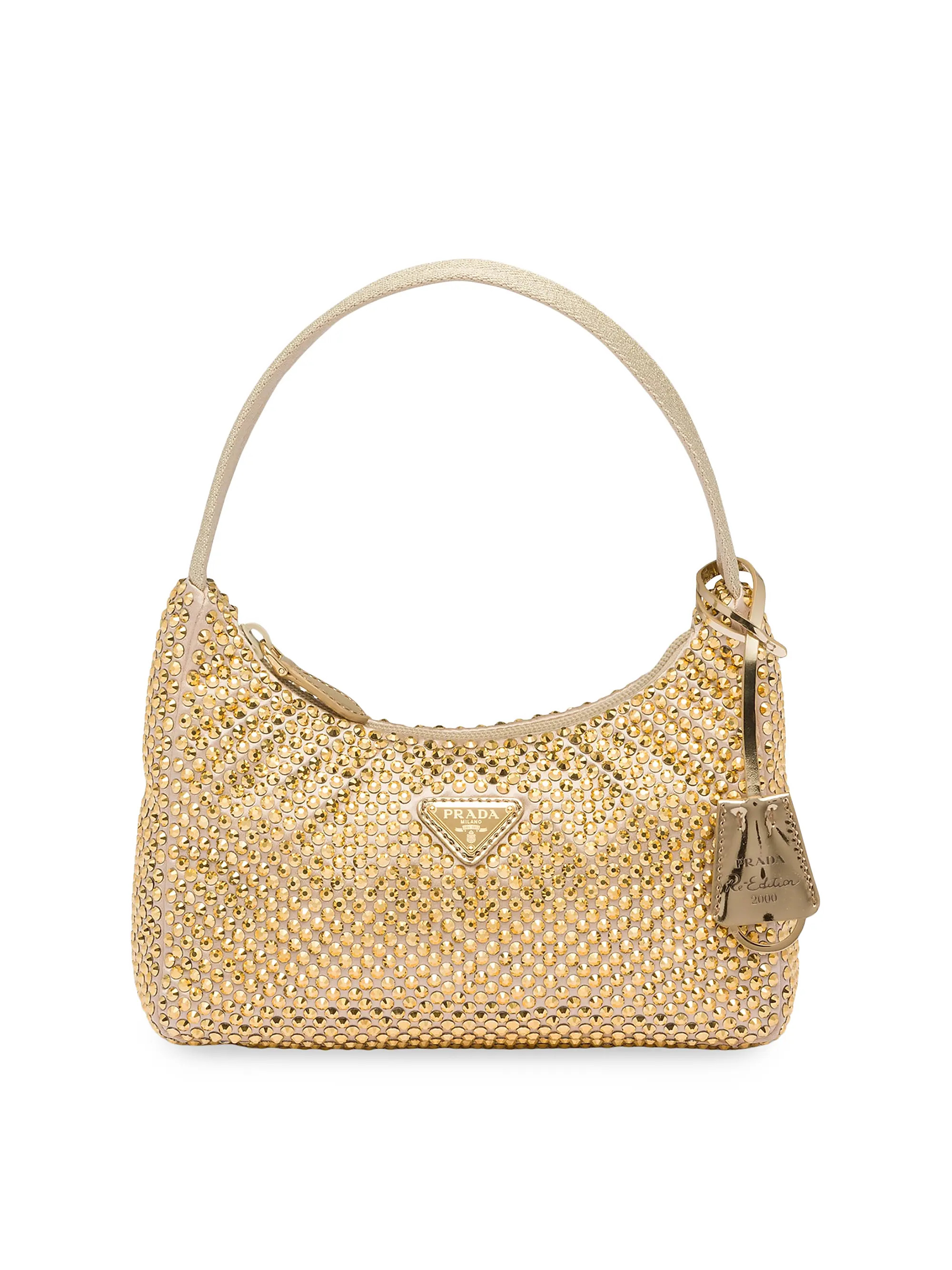 Prada Re-Edition Mini Satin Shoulder Bag with Crystals | Saks Fifth Avenue | Saks Fifth Avenue
