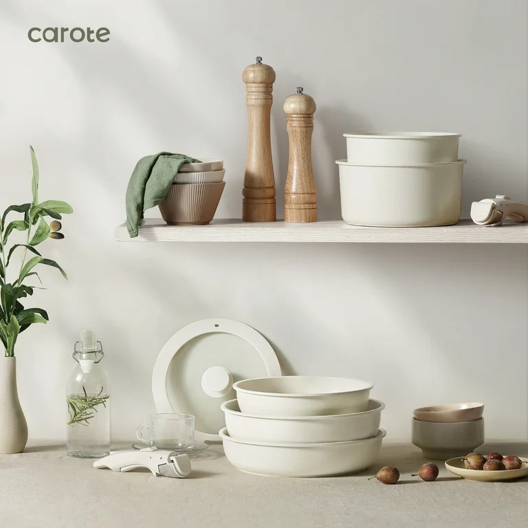 Carote Nonstick Cookware Sets, 17 Pcs Granite Non Stick Pots and Pans Set with Removable Handle | Walmart (US)