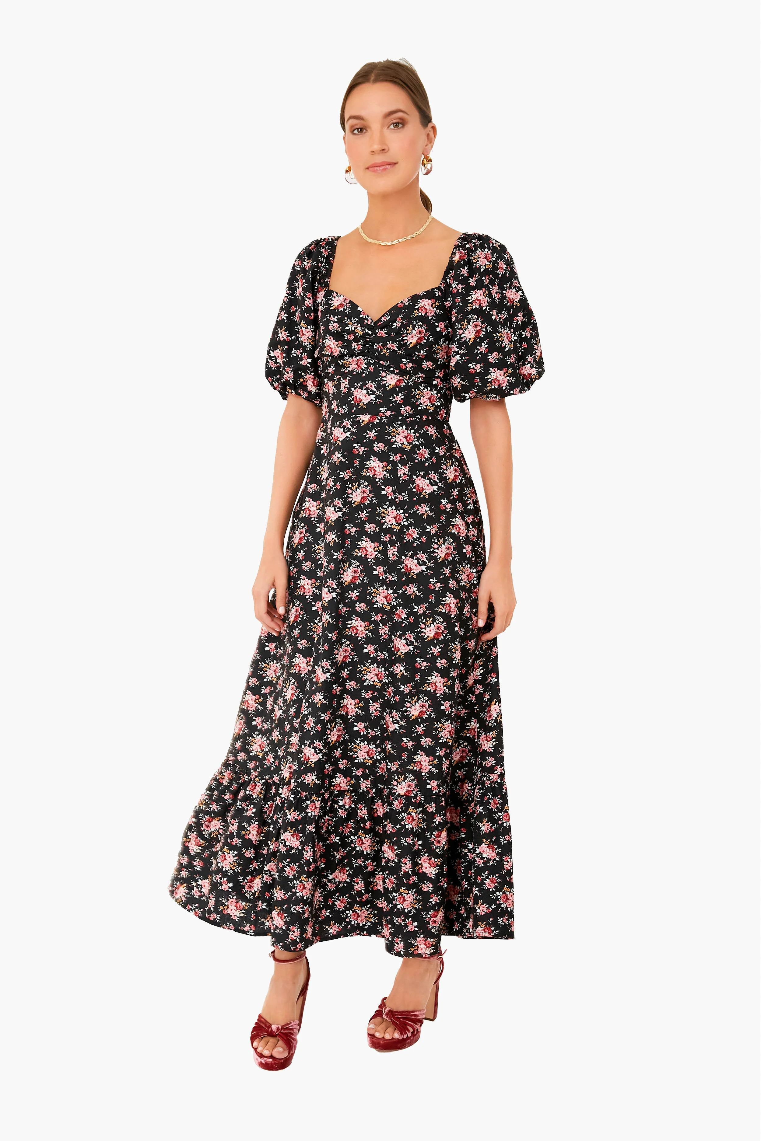 Black Floral Seaport Midi Dress | Tuckernuck (US)