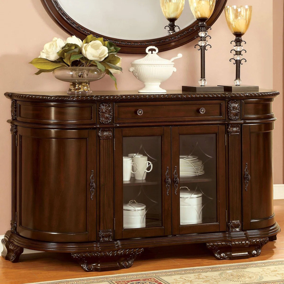 65.4"W Traditional Server, Brown Cherry | Wayfair North America