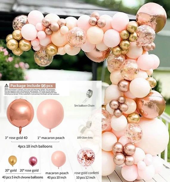 96PCS Peach rose gold Balloons Garland Arch Kit for Baby | Etsy | Etsy (US)