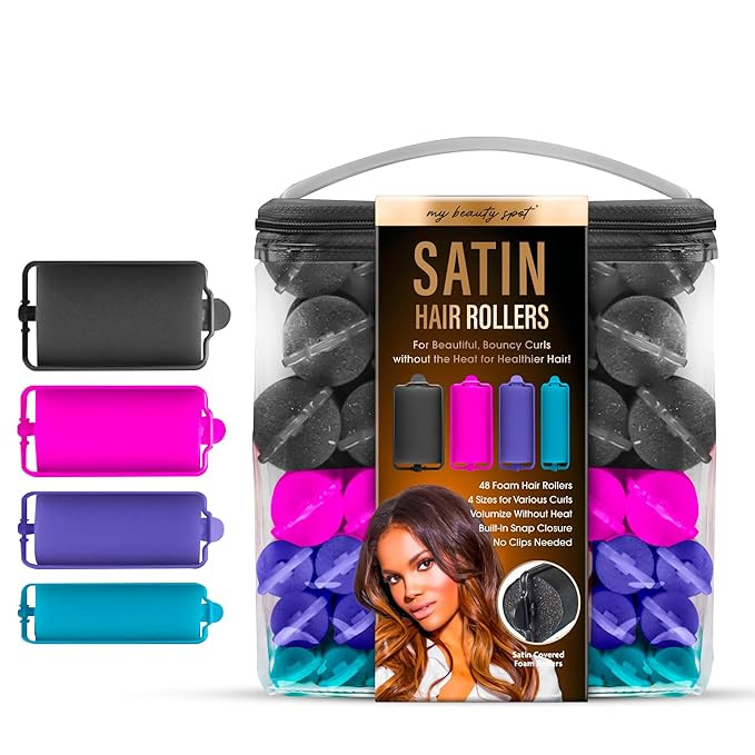 My Beauty Spot Heatless Satin Hair Rollers - 48Pcs Overnight Foam Curlers, No Clips, Assorted Siz... | Amazon (US)