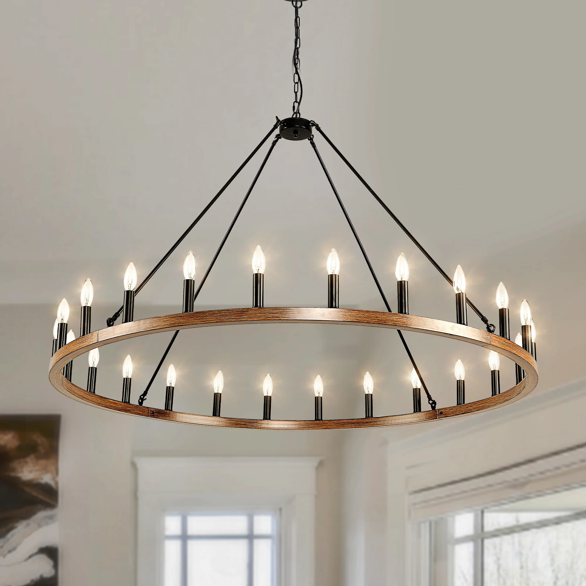 Magic Home 16-Light Big Wagon Wheel Chandelier,Modern Farmhouse Large Light Fixtures Large Round ... | Walmart (US)