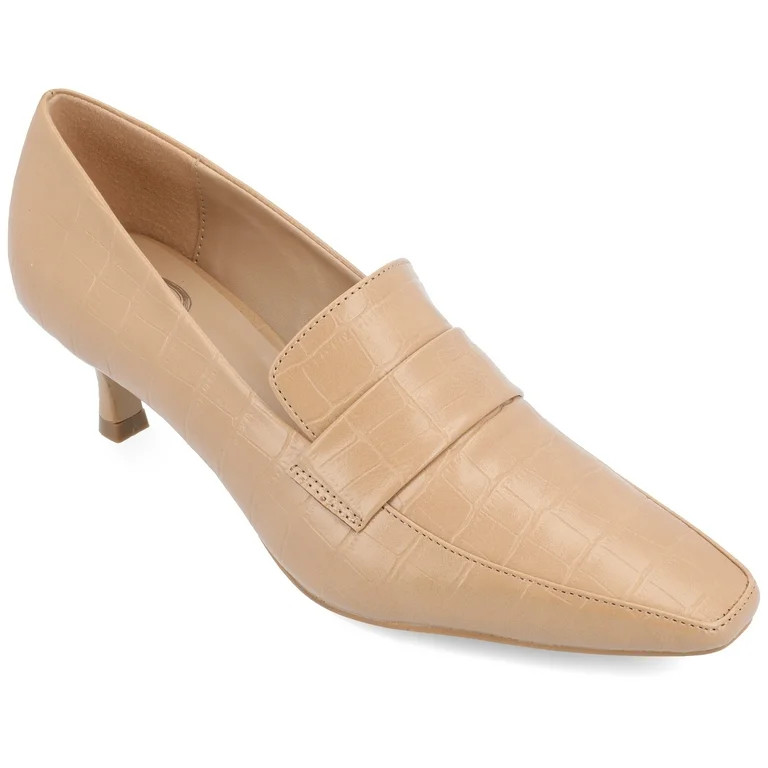 Journee Womens Celina Kitten Heel Loafer Square Toe Pumps, Widths Available | Walmart (US)
