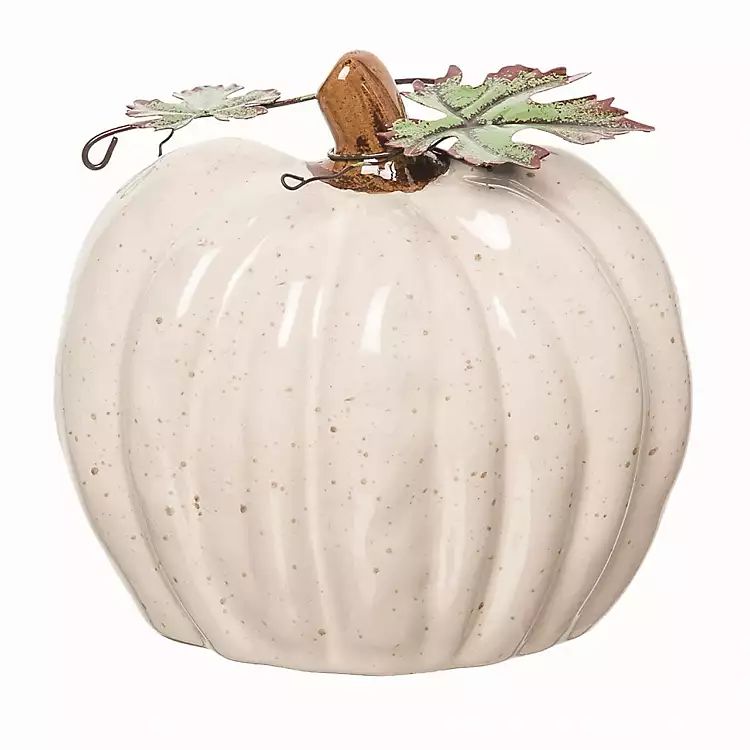 White Pumpkin with Leaves Figurine, 6 in. | Kirkland's Home