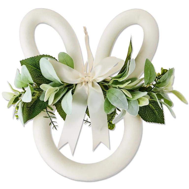 Flocked Bunny Head Wreath, White, 14", Easter by Way To Celebrate | Walmart (US)