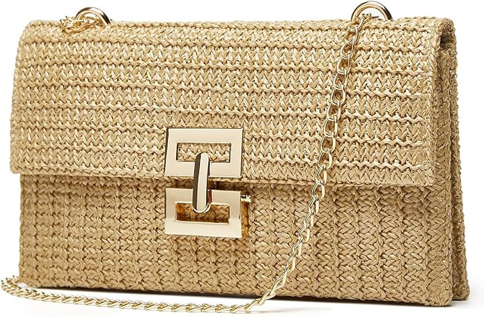 Straw Clutch Purses for Women Vintage Summer Straw Beach Bag Woven Purse Wicker Rattan Envelope C... | Amazon (US)