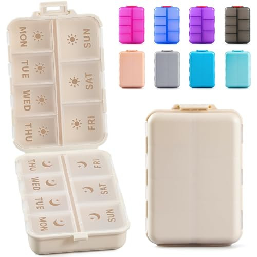 NEW Foldable & Double Protection Portable Weekly Pill Organizer 2 Times A Day with Etched Labels,... | Amazon (US)