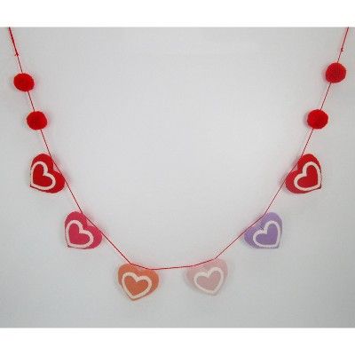 Garland Valentine&#39;s Day Hearts with Boucle Detail Pink/Red/Orange- Spritz&#8482; | Target