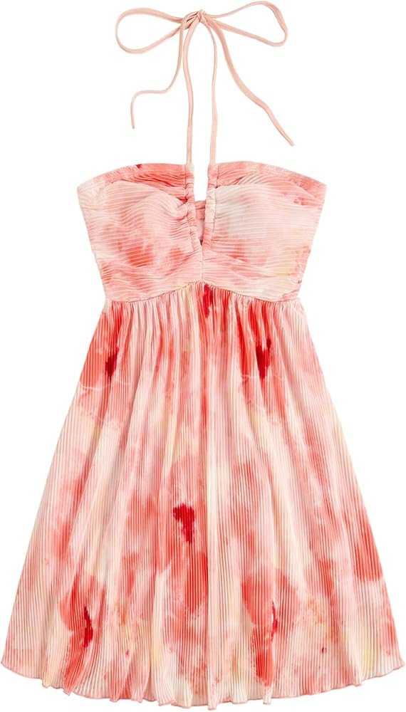 SOLY HUX Women's Tie Dye Cami Dress Halter Backless Sleeveless A Line Short Summer Dresses Sundre... | Amazon (US)
