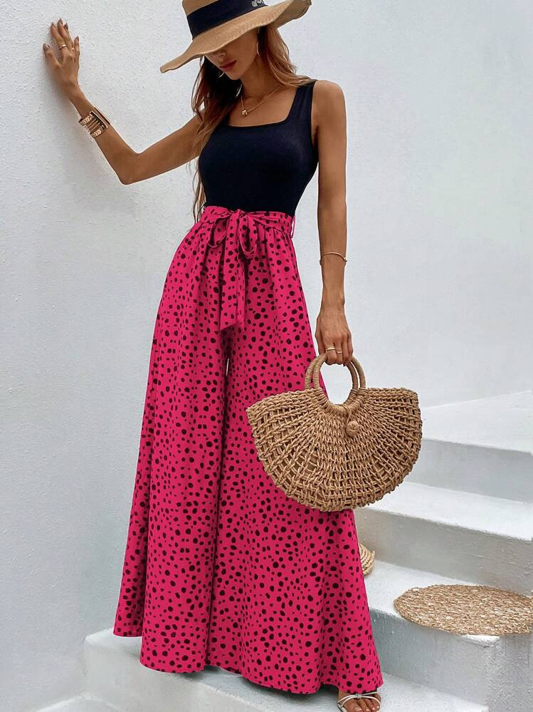 SHEIN Holidaya Women's Sleeveless Jumpsuit In Leopard Print | SHEIN