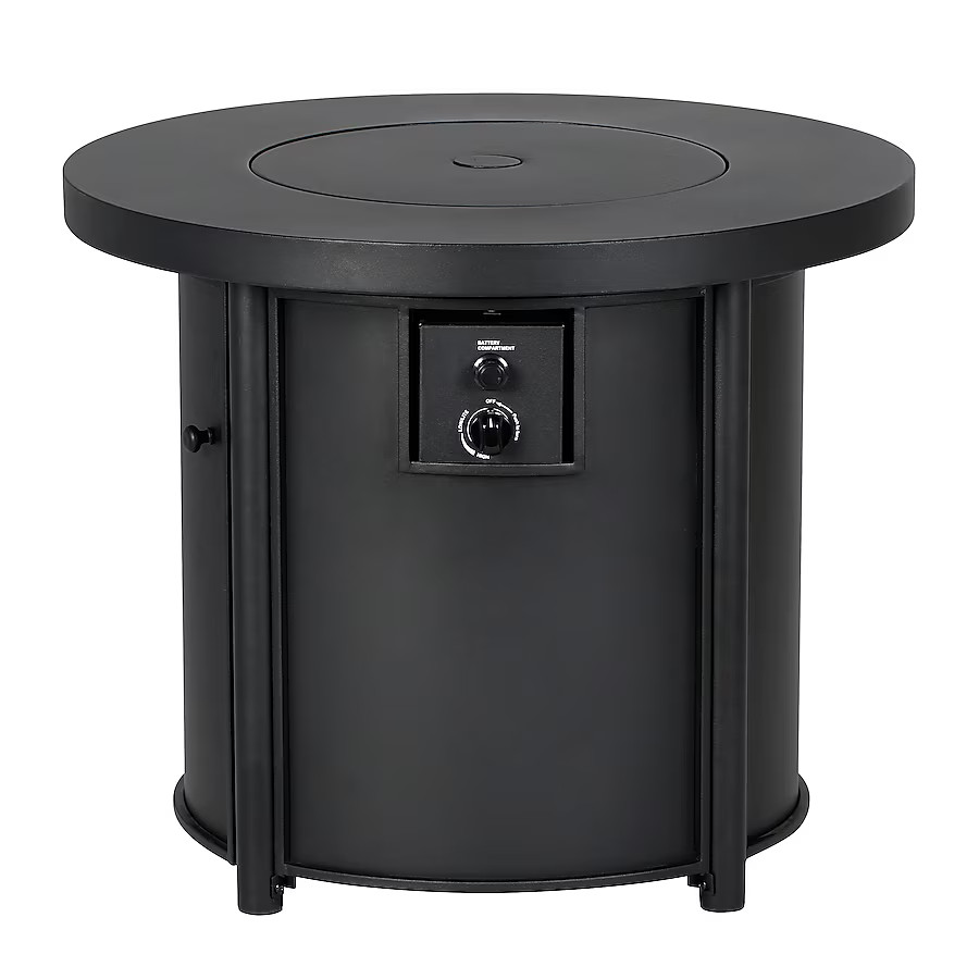 Style Selections 30-in W Black Steel Round Propane Gas Fire Pit Table Lowes.com | Lowe's