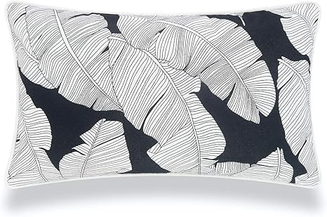 Hofdeco Patio Indoor Outdoor Lumbar Pillow Cover ONLY, for Backyard, Couch, Sofa, Black White Tro... | Amazon (US)