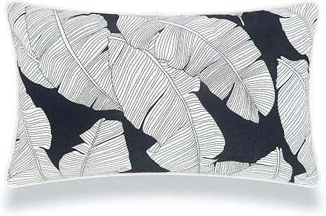 Hofdeco Patio Indoor Outdoor Lumbar Pillow Cover ONLY, for Backyard, Couch, Sofa, Black White Tro... | Amazon (US)