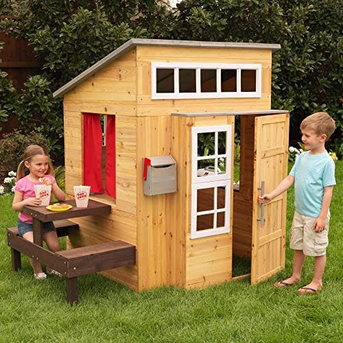 KidKraft Modern Outdoor Wooden Playhouse with Picnic Table, Mailbox and Outdoor Grill, Gift for Ages | Amazon (US)