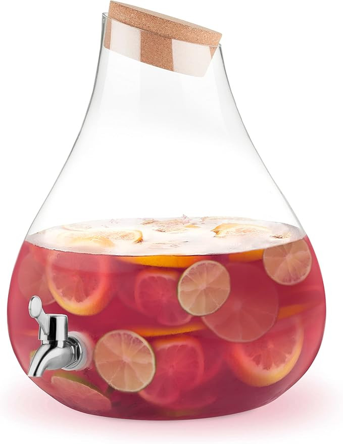 Twine Pearl Beverage Dispenser, Glass Carafe, Cork Stopper, Bronze Spigot, Beverage Service, 2.5 ... | Amazon (US)