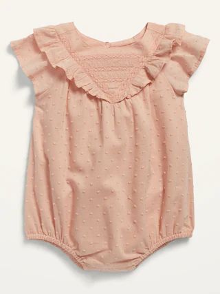 Ruffle-Trim Swiss Dot Bubble One-Piece for Baby | Old Navy (US)