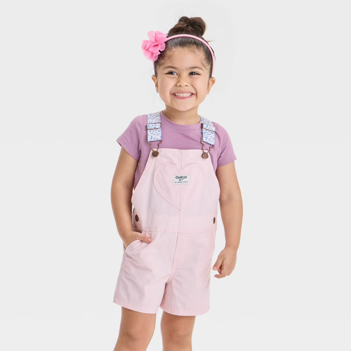 OshKosh B'gosh Toddler Girls' Heart Shortalls - Pink | Target