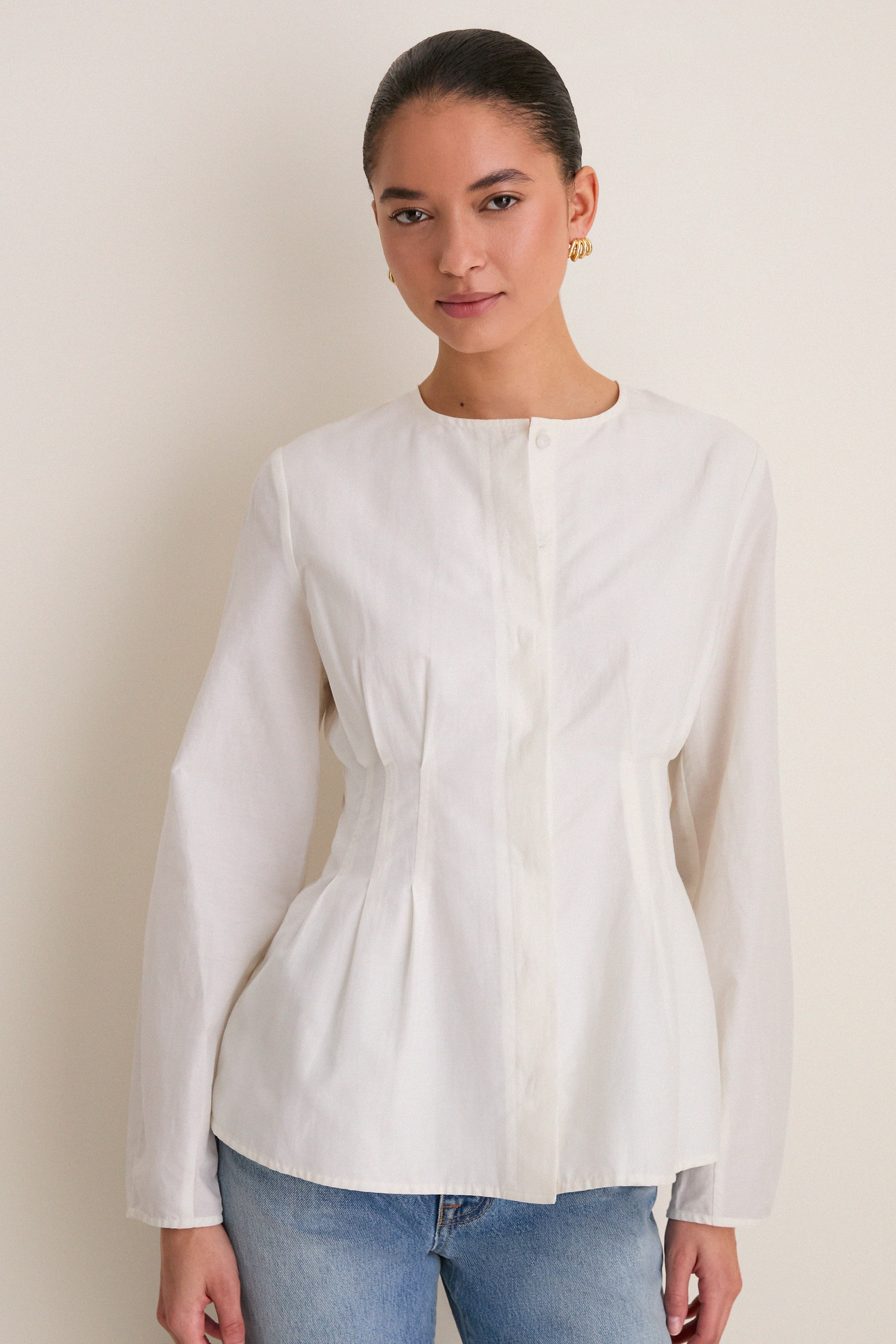 White Cotton Silk Arden Top | Tuckernuck (US)