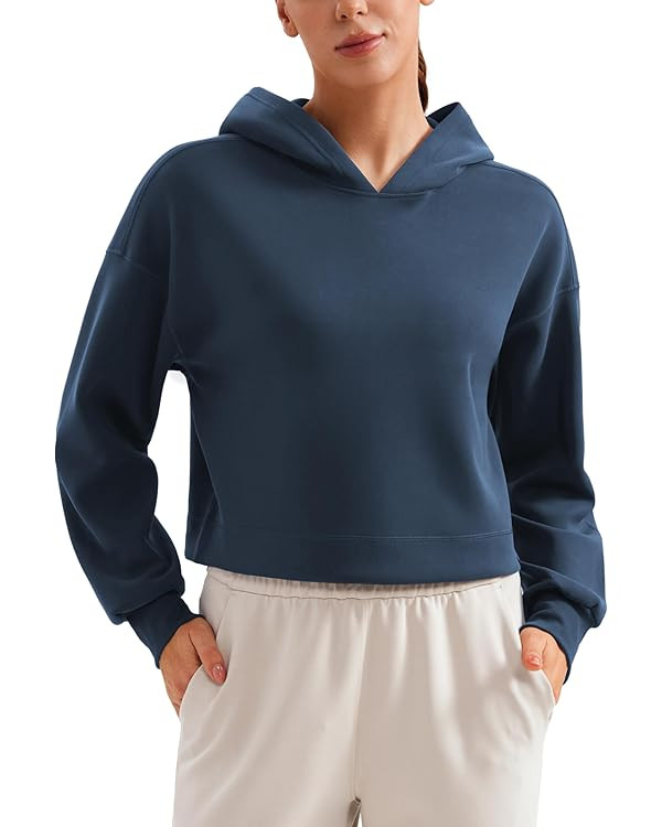 CRZ YOGA Womens SoftAura Cropped Hoodie Long Sleeve Hooded Sweatshirt Basic Workout Casual Pullov... | Amazon (US)