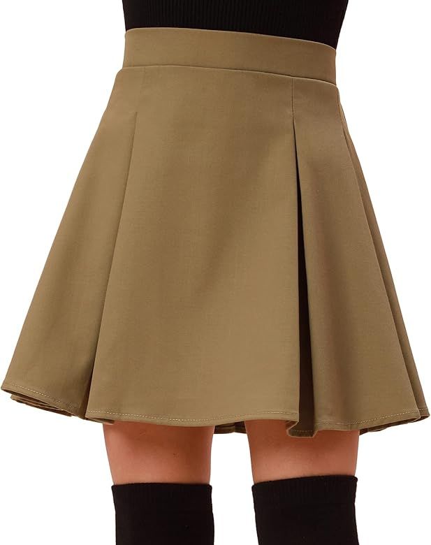 Danna Belle Girls High Waist Pleated Uniform Skirt A-Line Mini Dress Set 5-12Y | Amazon (US)