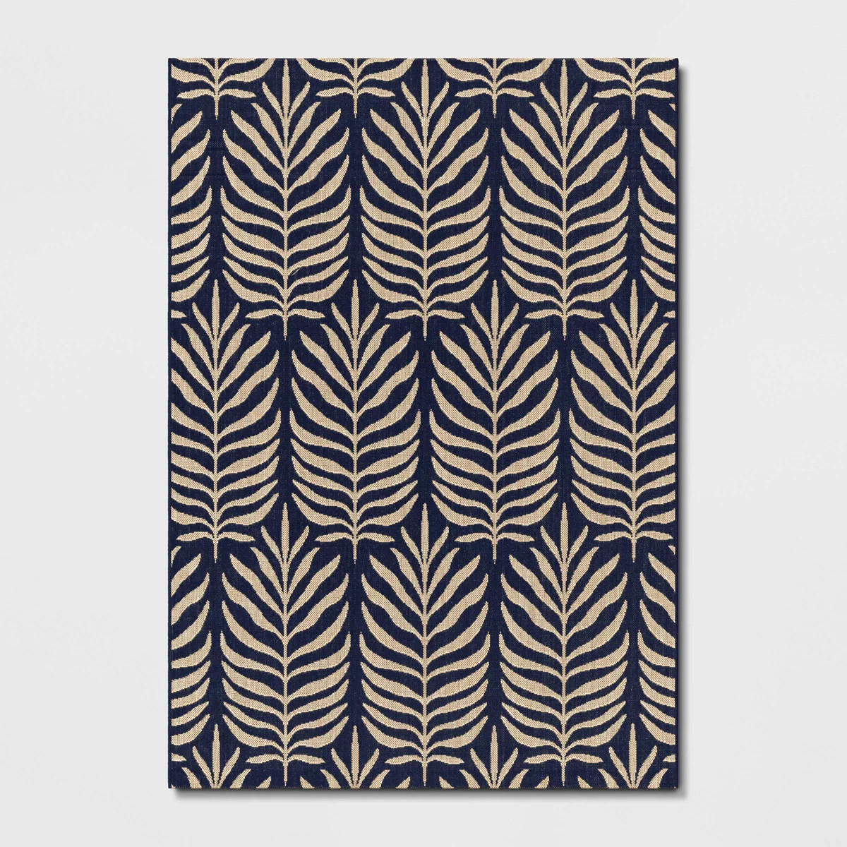 Vintage Palms Rectangular Woven Indoor Outdoor Area Rug Tan/Blue - Threshold™ | Target