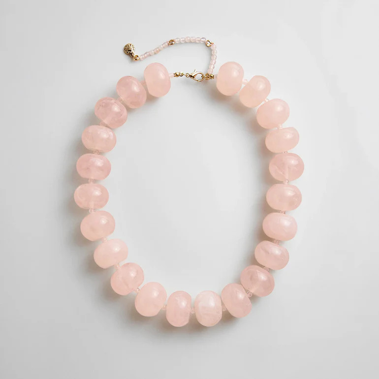 Joan Semi-Precious Necklace - Rose Quartz Bead | BaubleBar
